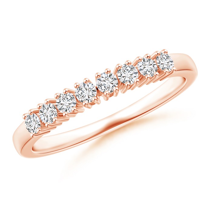 2.1mm HSI2 Eight Stone 4-Prong Set Diamond Wedding Band in Rose Gold 