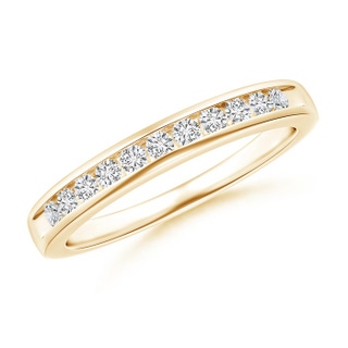 1.7mm HSI2 Eleven Stone Channel Grooved Diamond Wedding Band in Yellow Gold