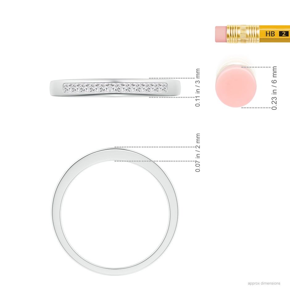 1.5mm HSI2 Eleven Stone Channel-Set Princess Diamond Wedding Ring in White Gold ruler