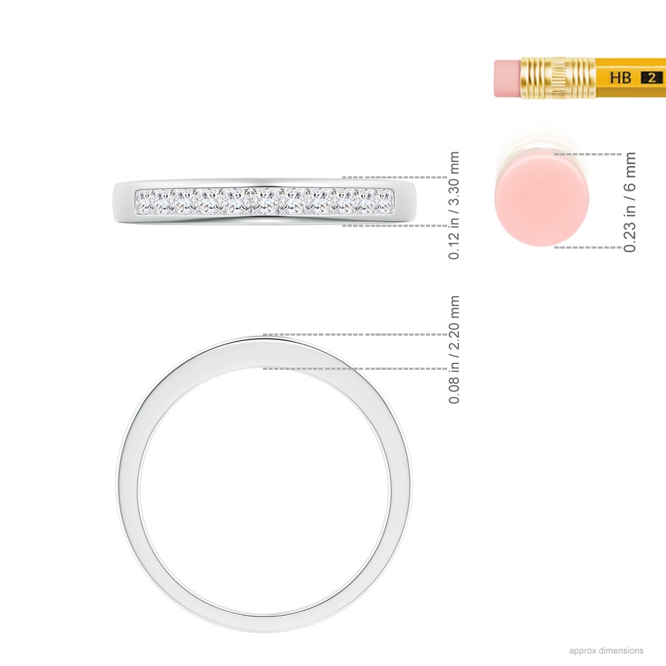 1.7mm GVS2 Eleven Stone Channel-Set Princess Diamond Wedding Ring in White Gold ruler