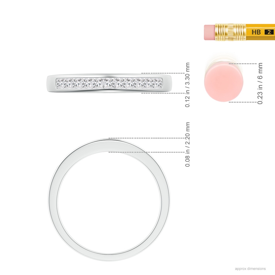 1.7mm HSI2 Eleven Stone Channel-Set Princess Diamond Wedding Ring in P950 Platinum ruler