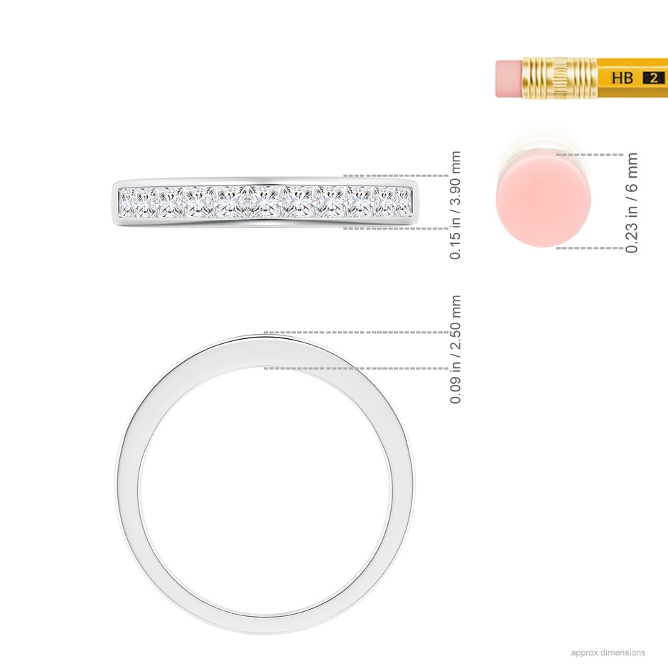 2.2mm GVS2 Eleven Stone Channel-Set Princess Diamond Wedding Ring in P950 Platinum ruler