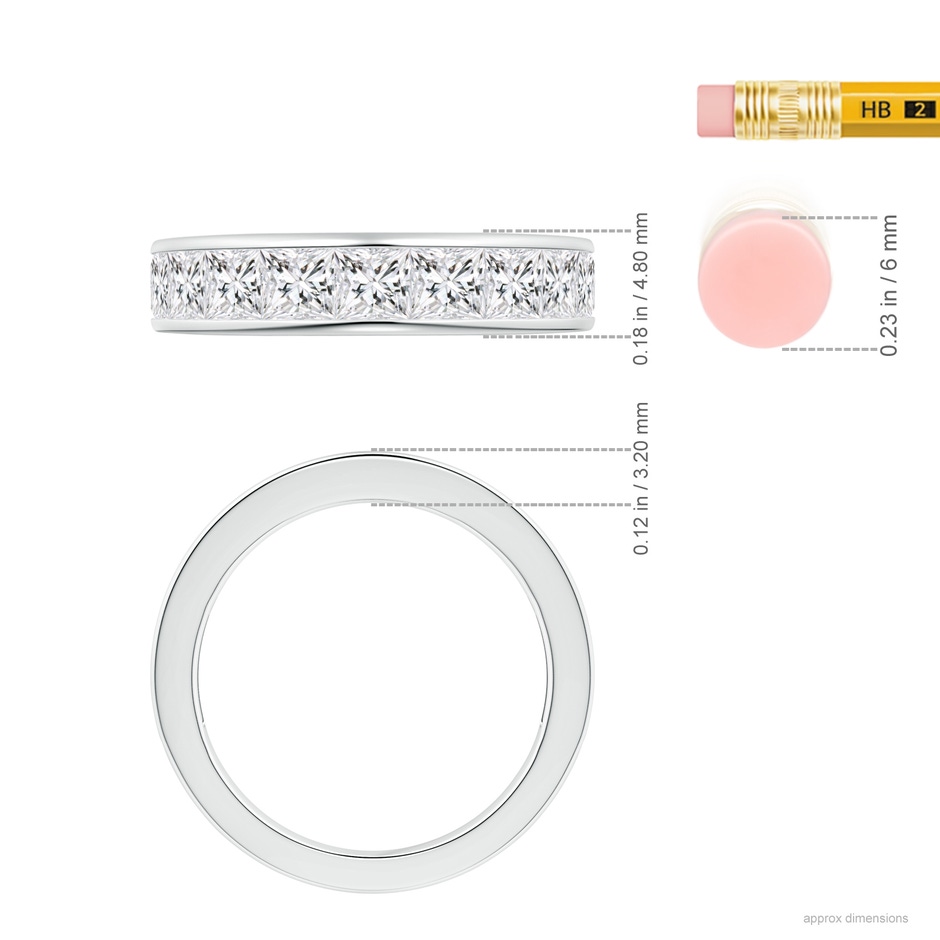 3.5mm HSI2 Eleven Stone Channel-Set Princess Diamond Wedding Ring in White Gold ruler