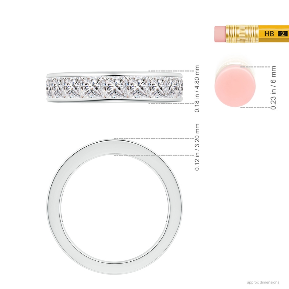 3.5mm IJI1I2 Eleven Stone Channel-Set Princess Diamond Wedding Ring in P950 Platinum ruler