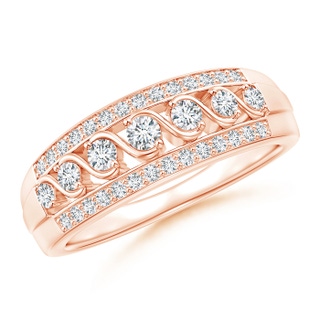 2.4mm GVS2 Triple-Row Diamond Seven Stone Swirl Anniversary Band in Rose Gold