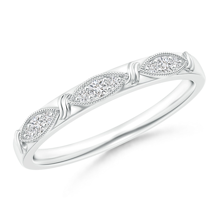 1.7mm HSI2 Art Deco Diamond Marquise-Motif Wedding Band in 9K White Gold 