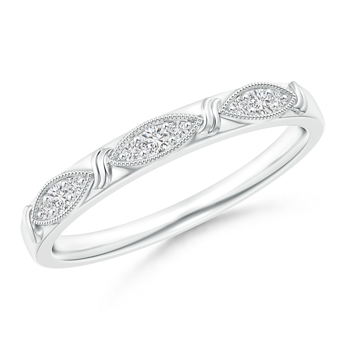 1.7mm HSI2 Art Deco Diamond Marquise-Motif Wedding Band in White Gold
