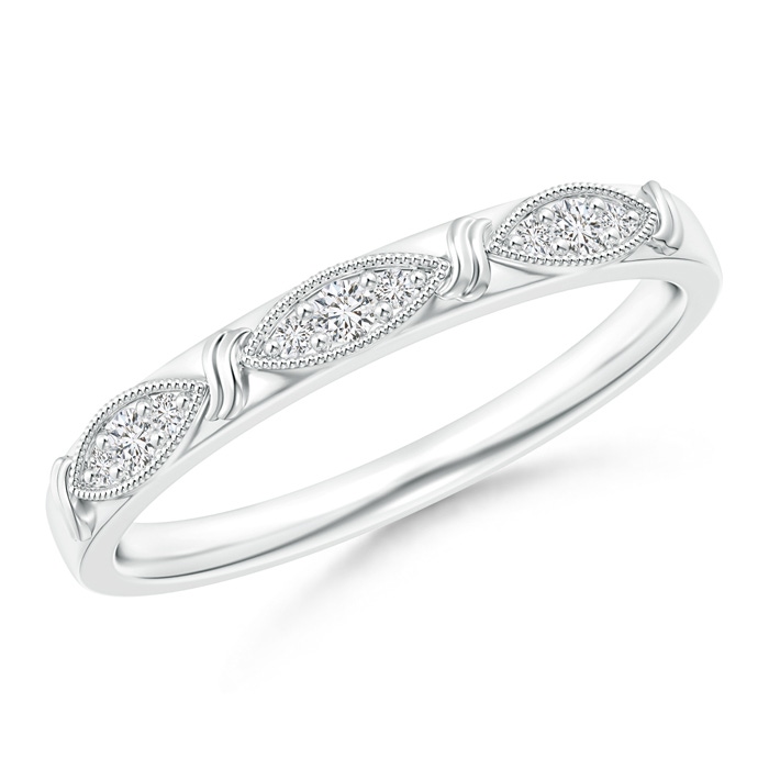 1.7mm HSI2 Art Deco Diamond Marquise-Motif Wedding Band in White Gold 