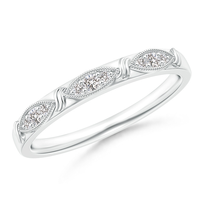 1.7mm IJI1I2 Art Deco Diamond Marquise-Motif Wedding Band in 10K White Gold 