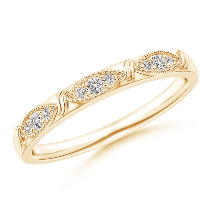 1.7mm IJI1I2 Art Deco Diamond Marquise-Motif Wedding Band in Yellow Gold 
