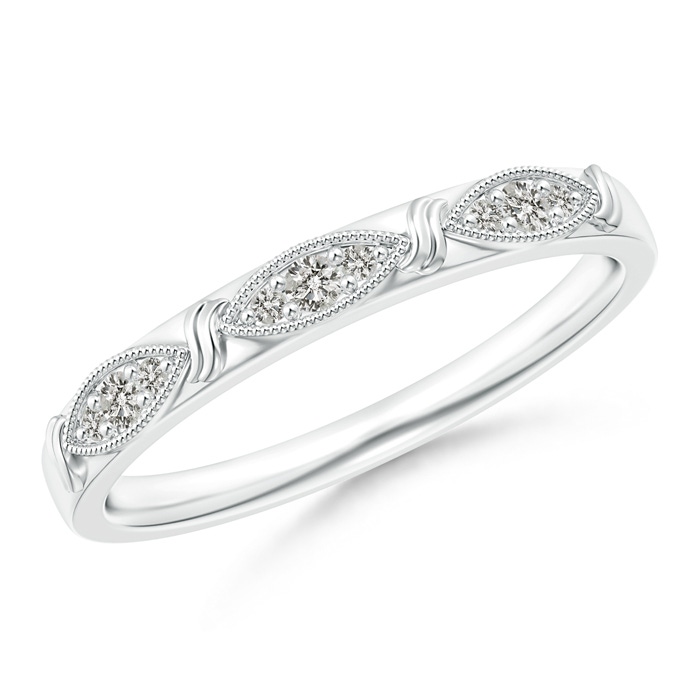 1.7mm KI3 Art Deco Diamond Marquise-Motif Wedding Band in White Gold 