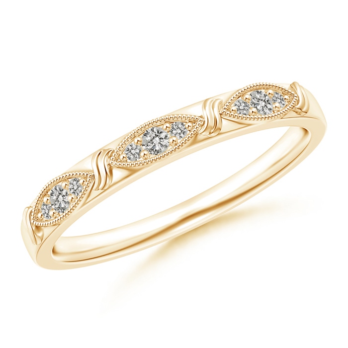 1.7mm KI3 Art Deco Diamond Marquise-Motif Wedding Band in Yellow Gold 
