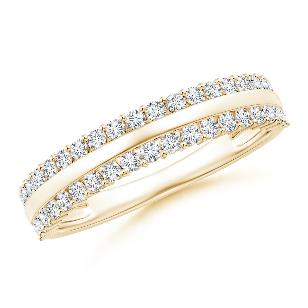 1.4mm GVS2 Railroad Diamond Half Eternity Anniversary Band in Yellow Gold 