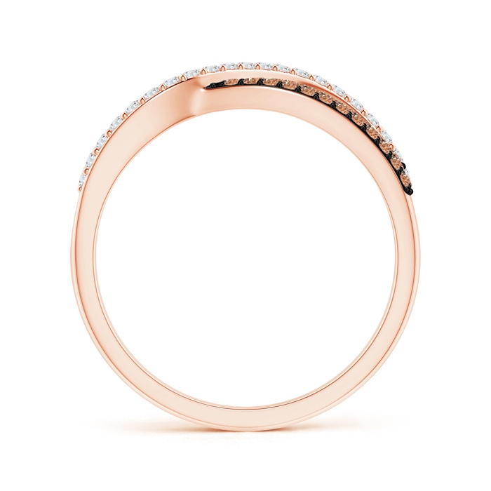 1mm AAAA Multi-Row White and Coffee Diamond Crossover Wedding Band in Rose Gold Product Image