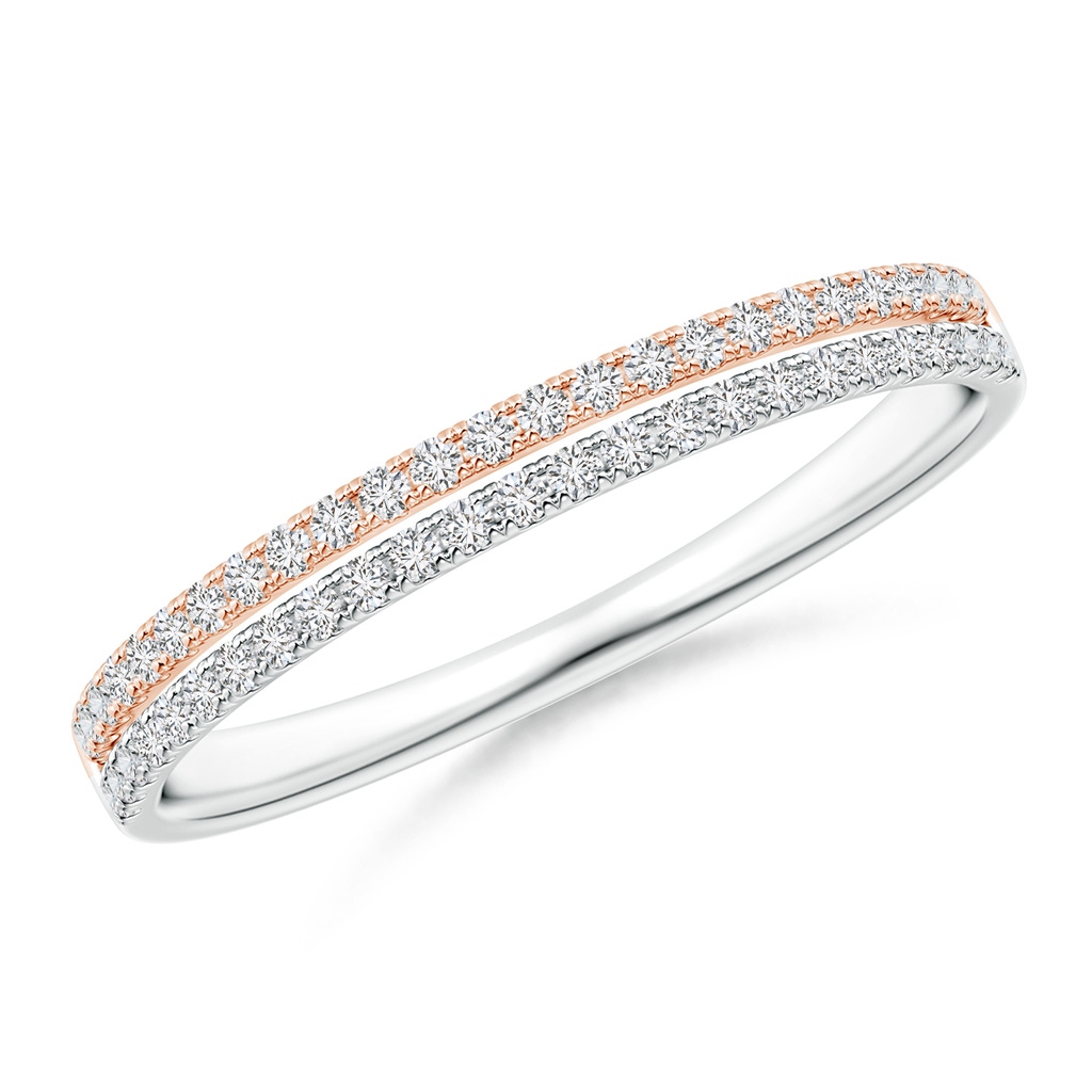 1mm HSI2 U-Pavé Set Diamond Wedding Band in Two Tone Gold in White Gold Rose Gold