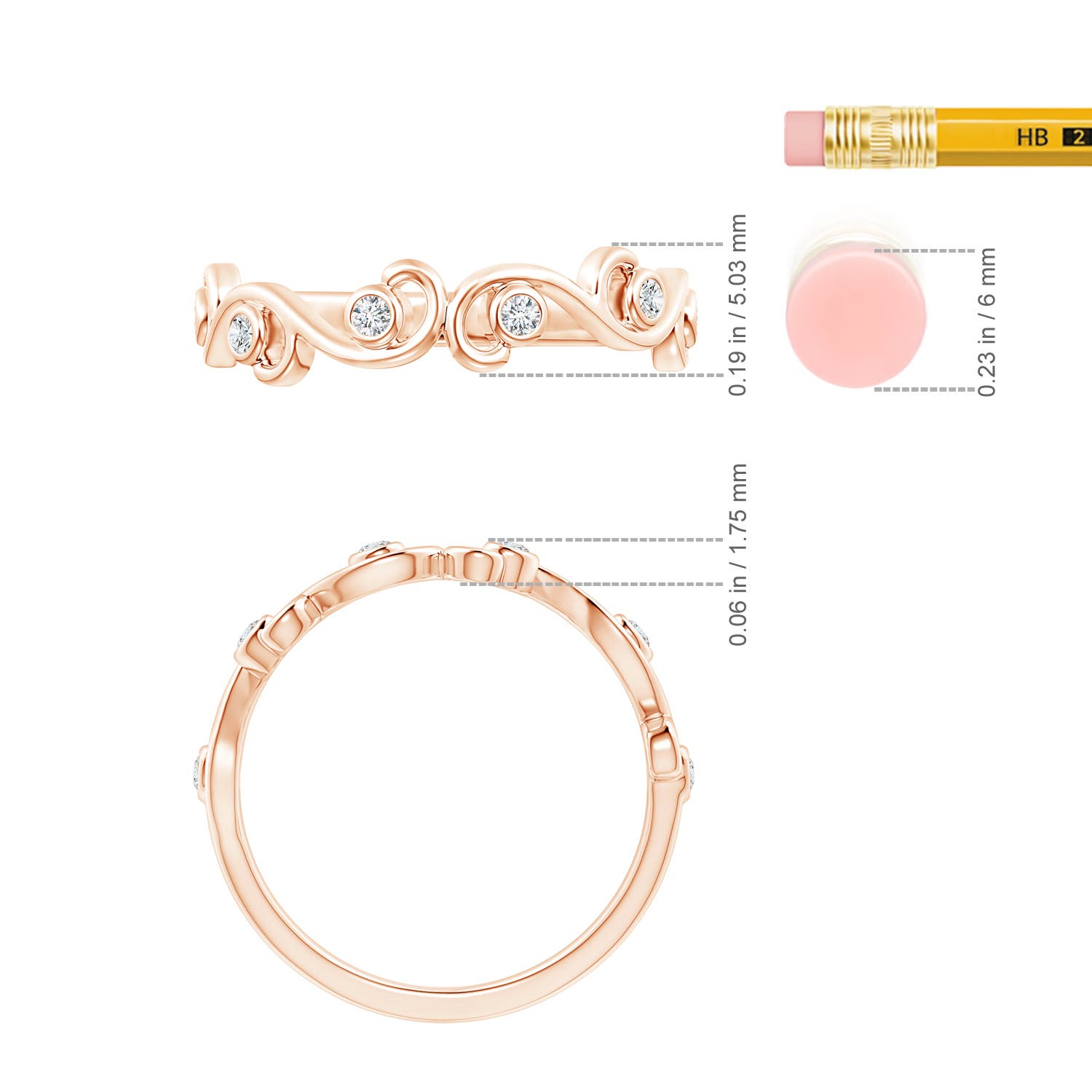 F-G, VS / 0.13 CT / 14 KT Rose Gold