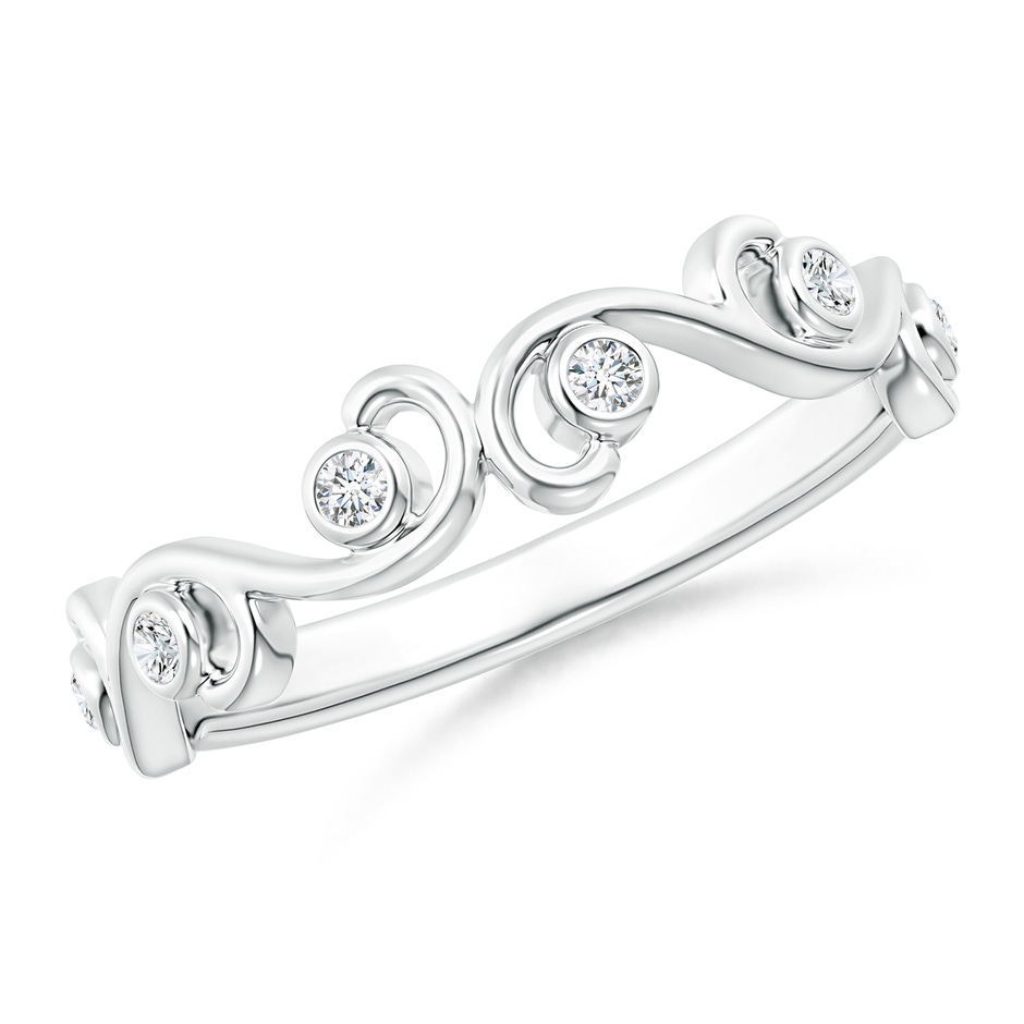 1.7mm GVS2 Bezel Set Diamond Ivy Scroll Half Eternity Band in White Gold 