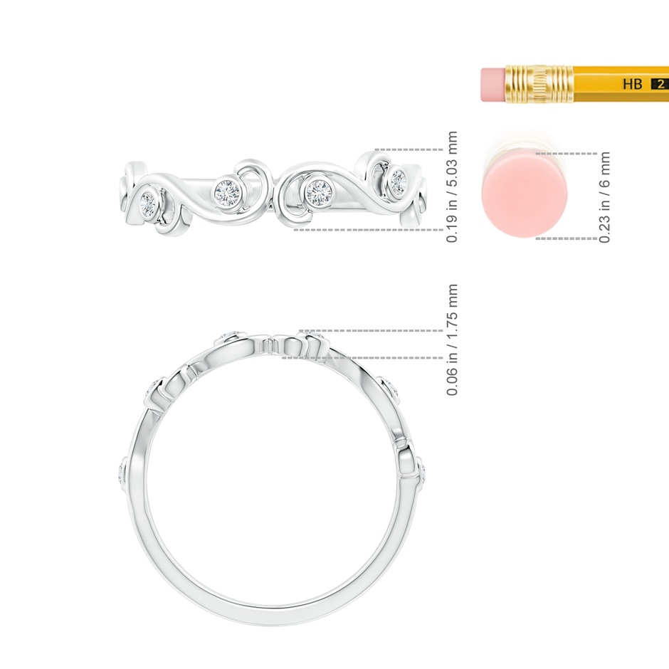 1.7mm GVS2 Bezel Set Diamond Ivy Scroll Half Eternity Band in White Gold ruler