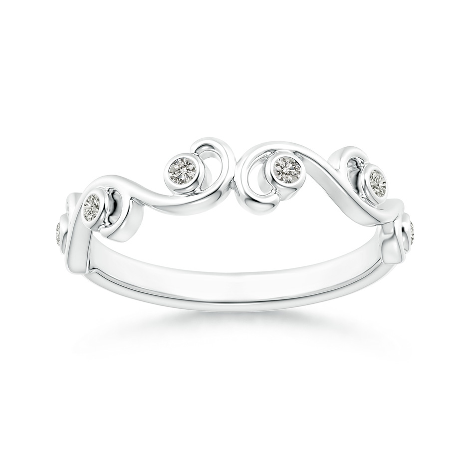 1.7mm KI3 Bezel Set Diamond Ivy Scroll Half Eternity Band in 9K White Gold 