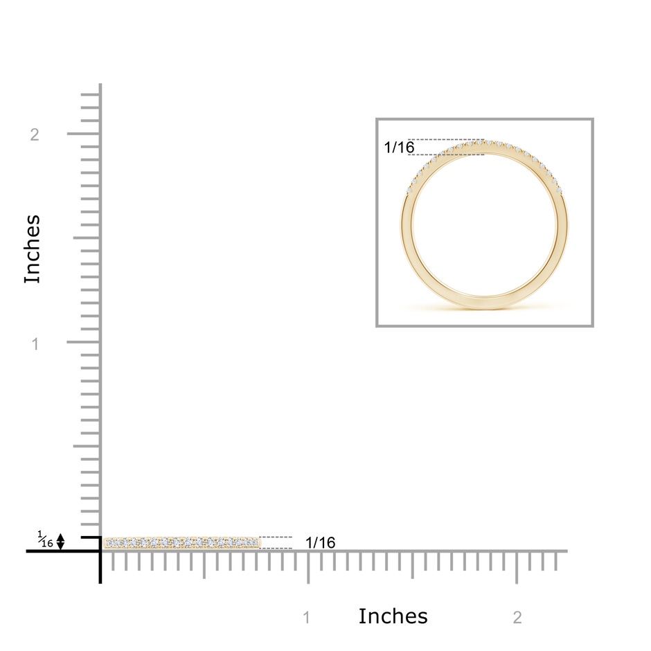 1.1mm GHVS Classic Diamond Half Eternity Women's Wedding Band in Yellow Gold ruler
