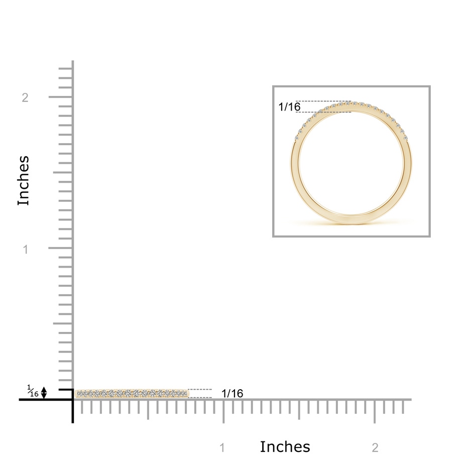 1.1mm JI2 Classic Diamond Half Eternity Women's Wedding Band in Yellow Gold ruler
