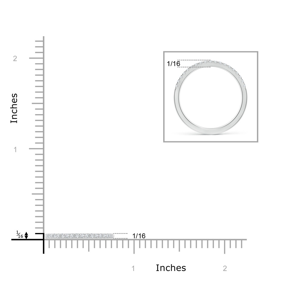 1.2mm GHVS Classic Diamond Half Eternity Women's Wedding Band in P950 Platinum ruler