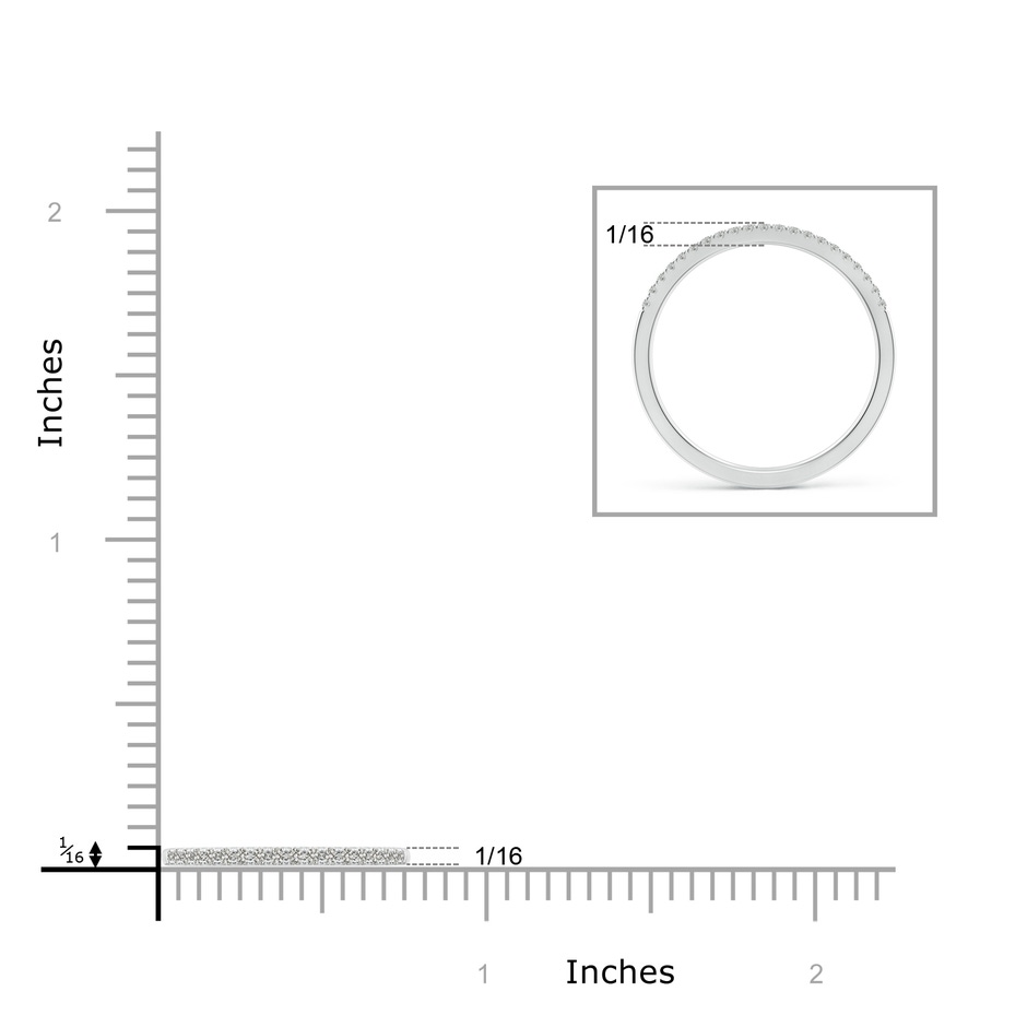 1mm JI2 Classic Diamond Half Eternity Women's Wedding Band in White Gold ruler
