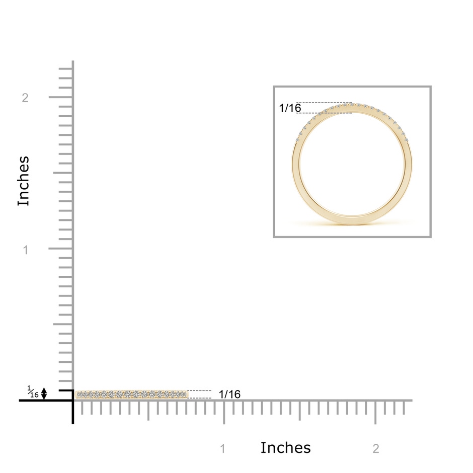 1mm JI2 Classic Diamond Half Eternity Women's Wedding Band in Yellow Gold ruler
