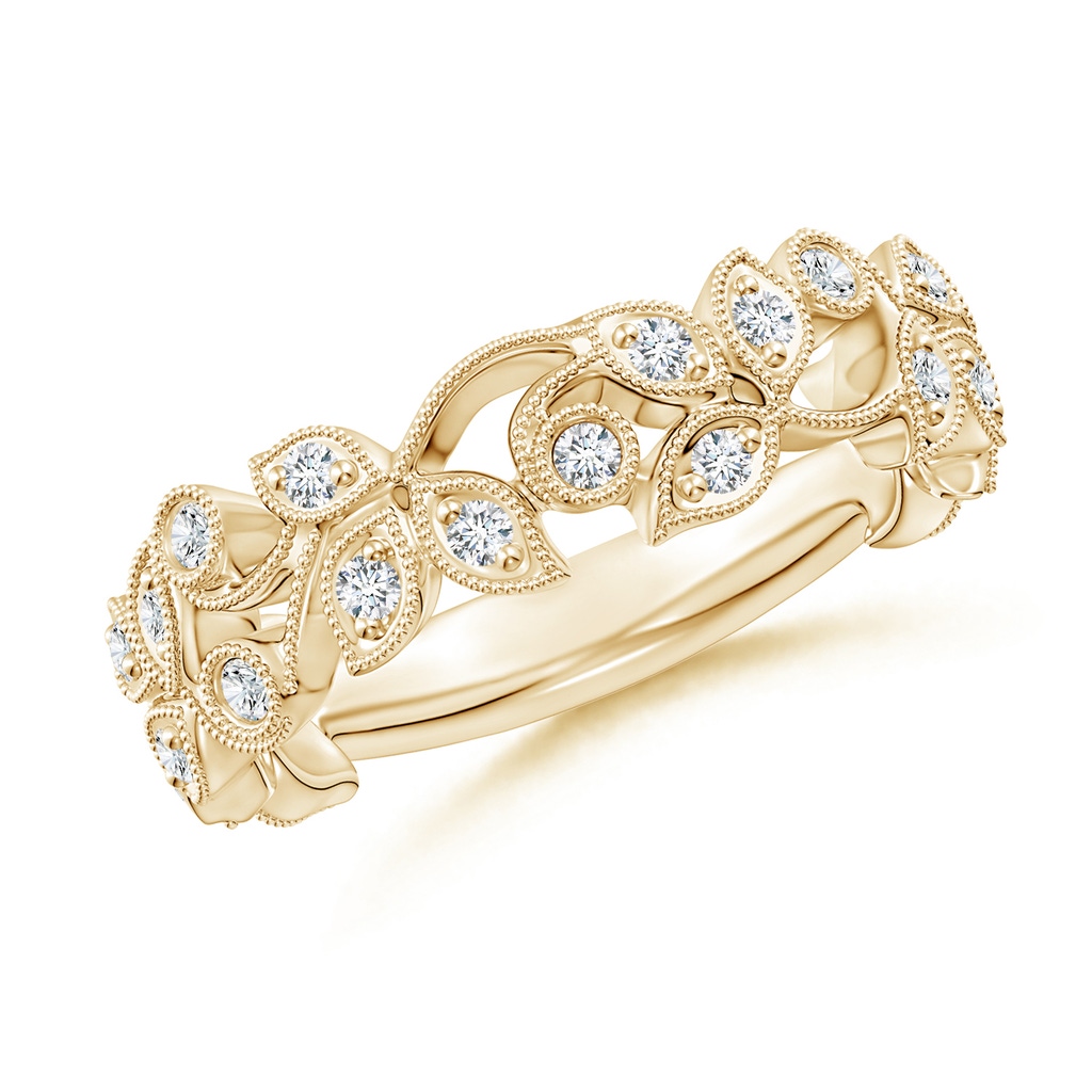 1.3mm GVS2 Nature Inspired Round Diamond Vine Band in Yellow Gold