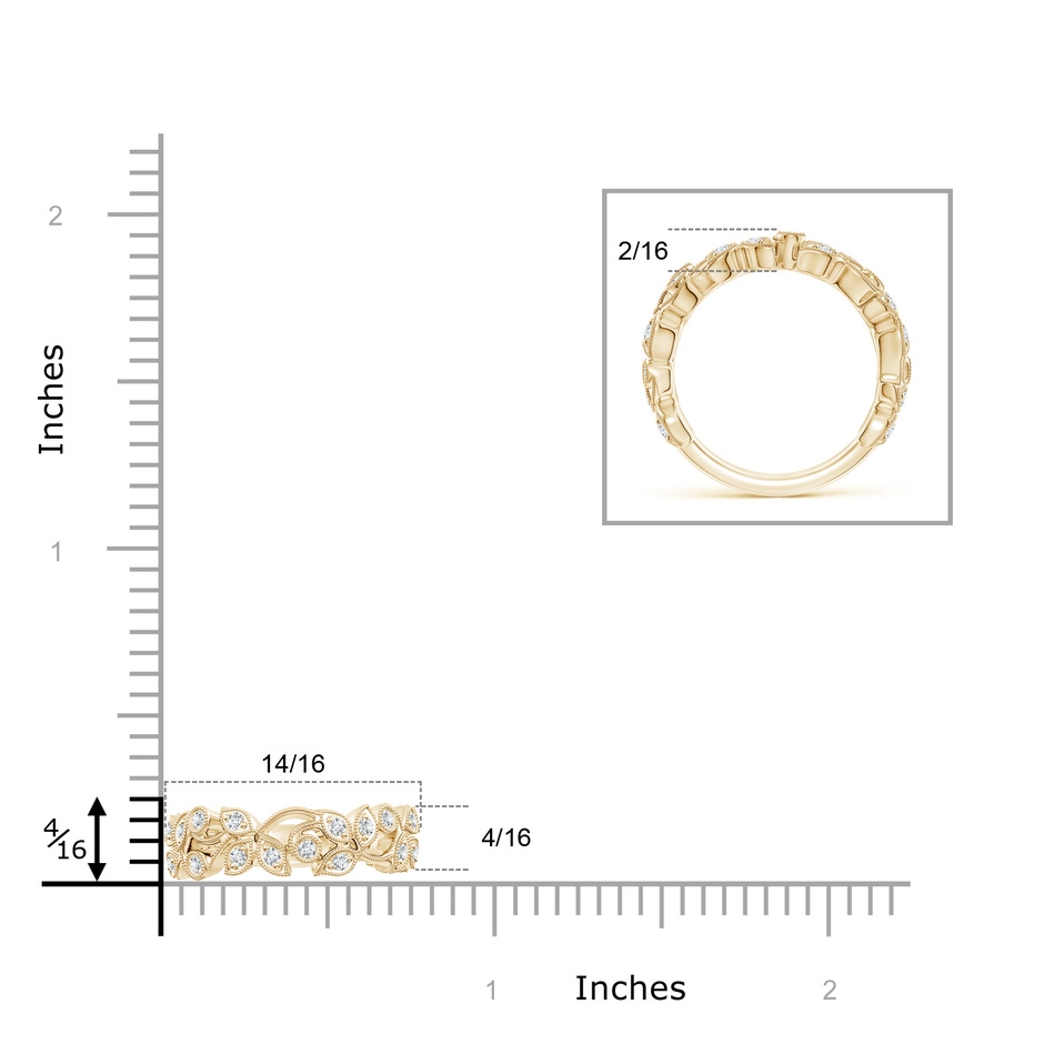 1.5mm GVS2 Nature Inspired Round Diamond Vine Band in Yellow Gold ruler