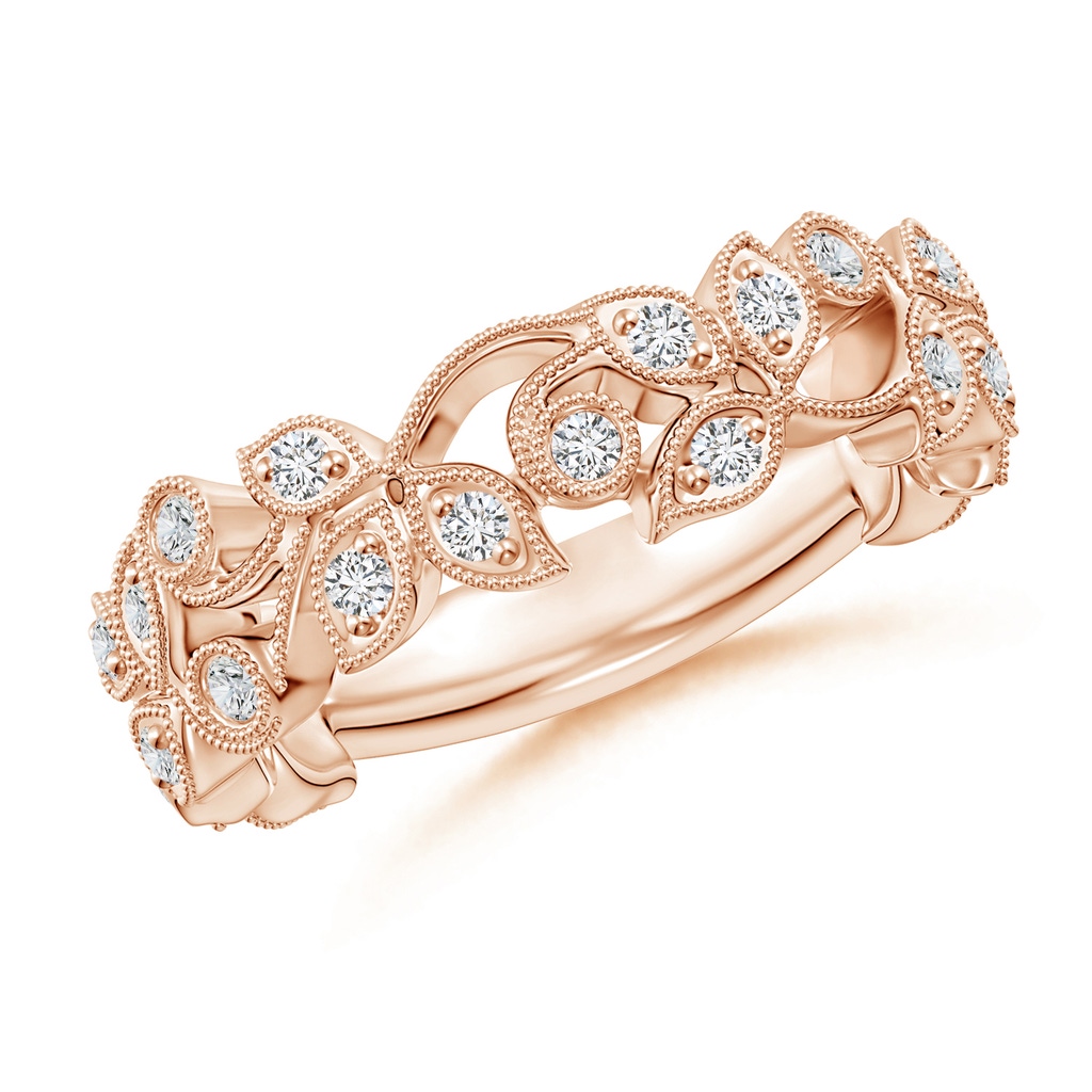 1.5mm HSI2 Nature Inspired Round Diamond Vine Band in Rose Gold