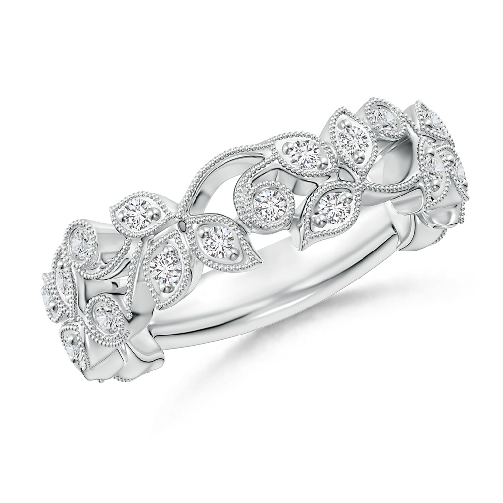 1.5mm HSI2 Nature Inspired Round Diamond Vine Band in White Gold