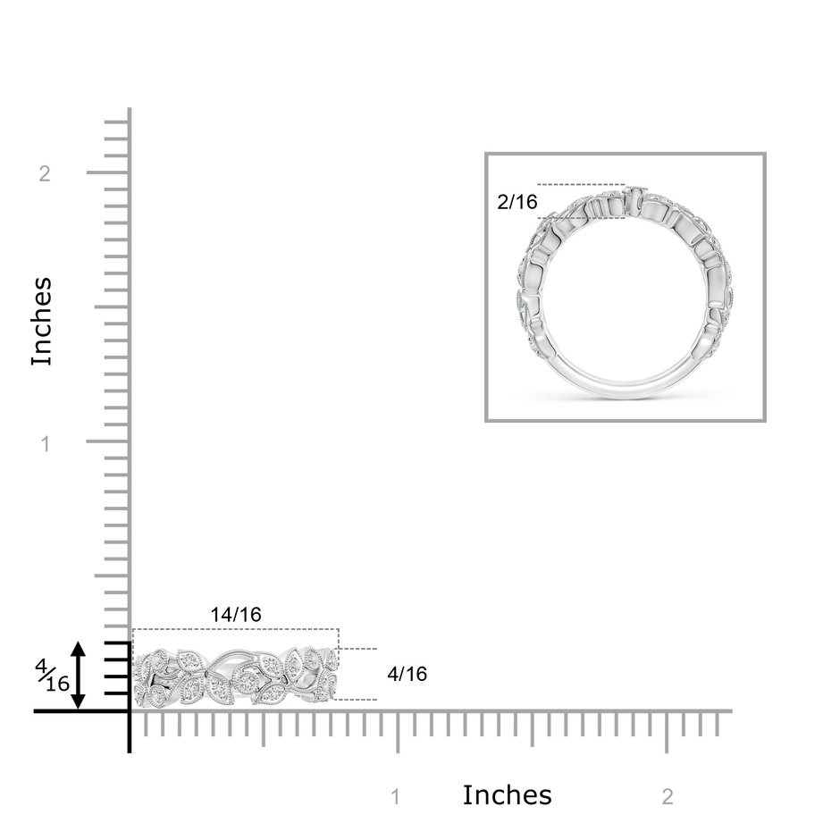 1.5mm HSI2 Nature Inspired Round Diamond Vine Band in White Gold ruler