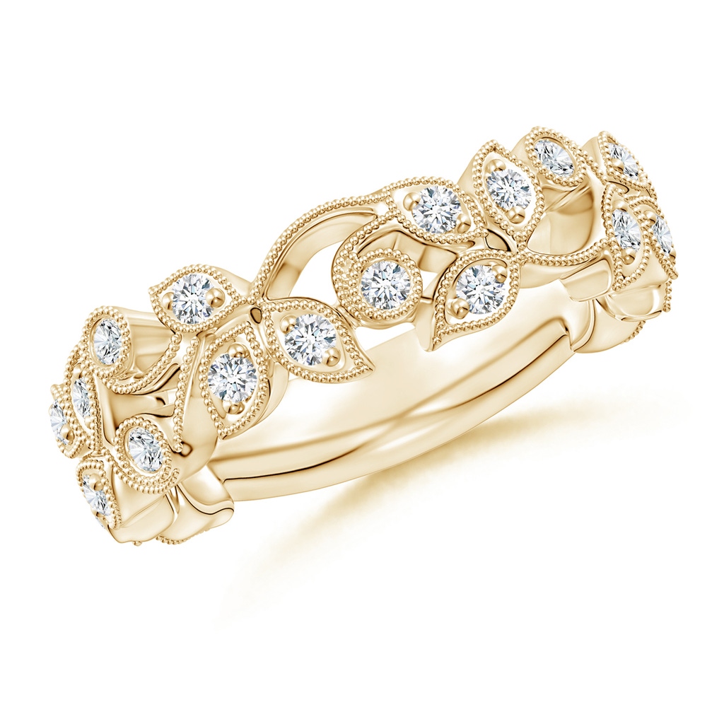 1.8mm GVS2 Nature Inspired Round Diamond Vine Band in Yellow Gold