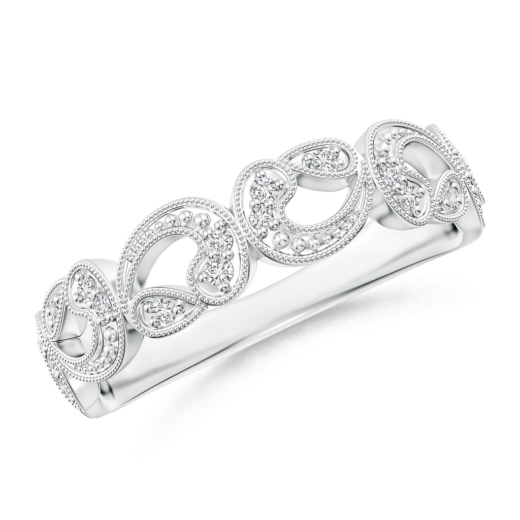 1.2mm HSI2 Nature Inspired Diamond Filigree Band in White Gold 