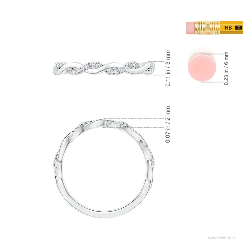 1mm GVS2 Pavé-Set Diamond Twist Band For Her in 9K White Gold ruler