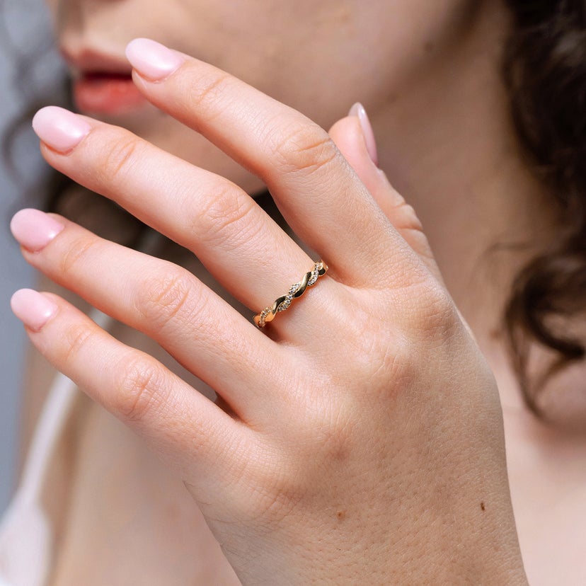 Pave-Set Diamond Twist Ring For Her