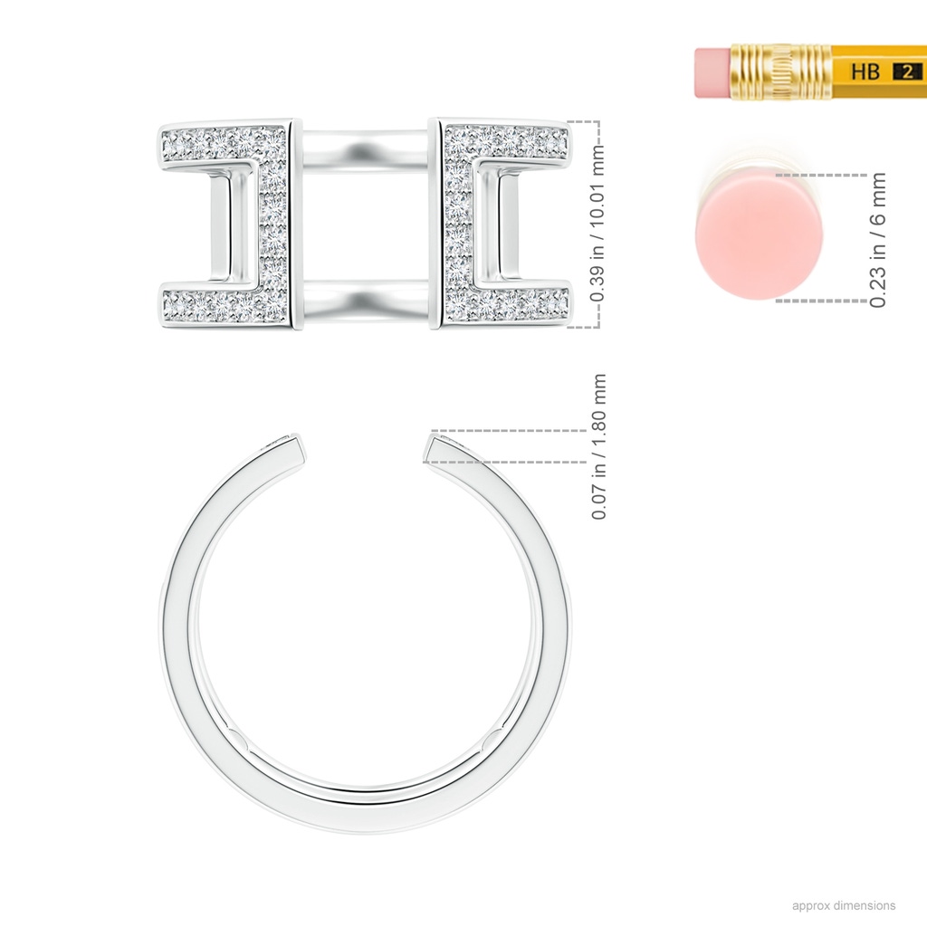 1.35mm GVS2 Pavé-Set Diamond Open Bar Ring in White Gold Ruler