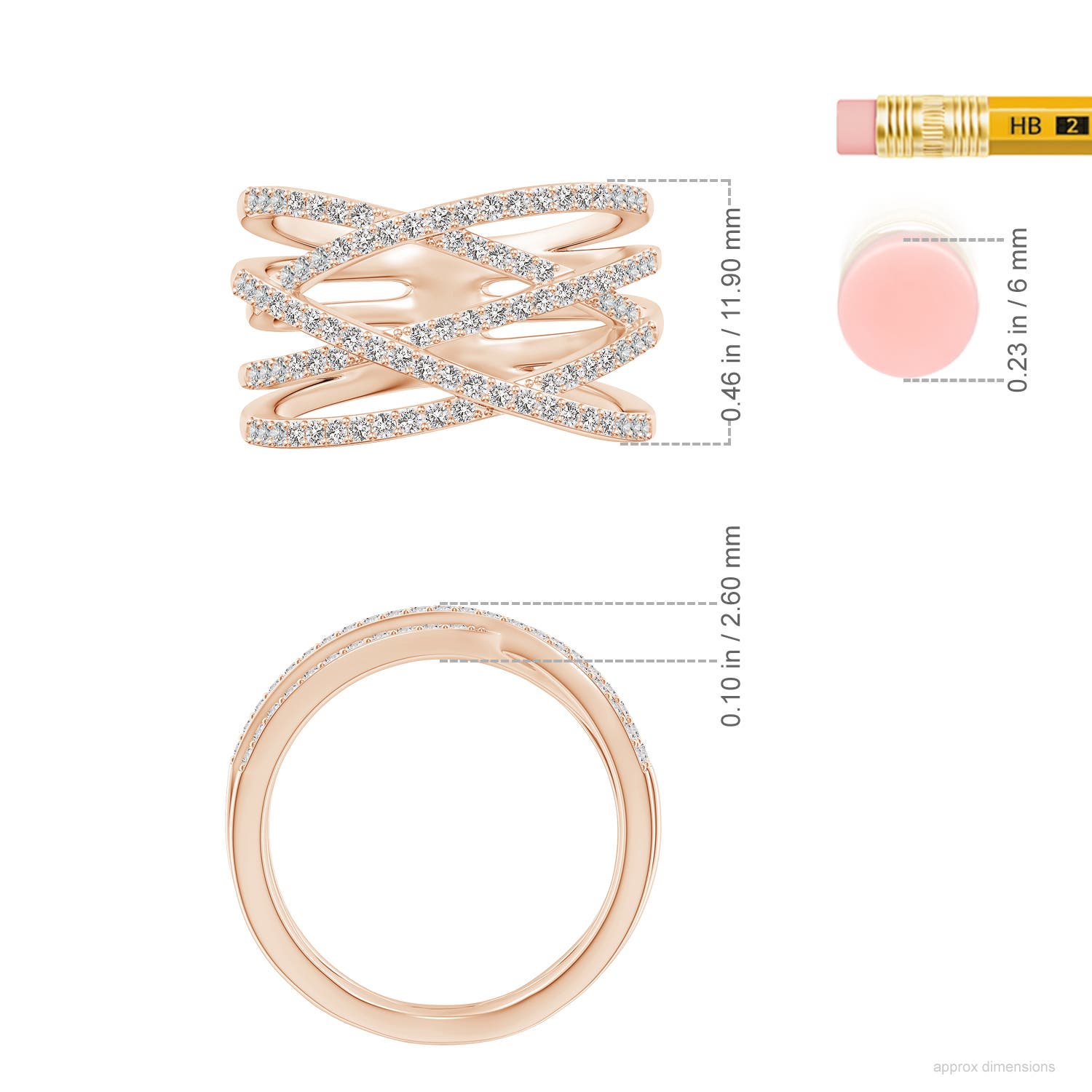 I-J, I1-I2 / 0.55 CT / 14 KT Rose Gold