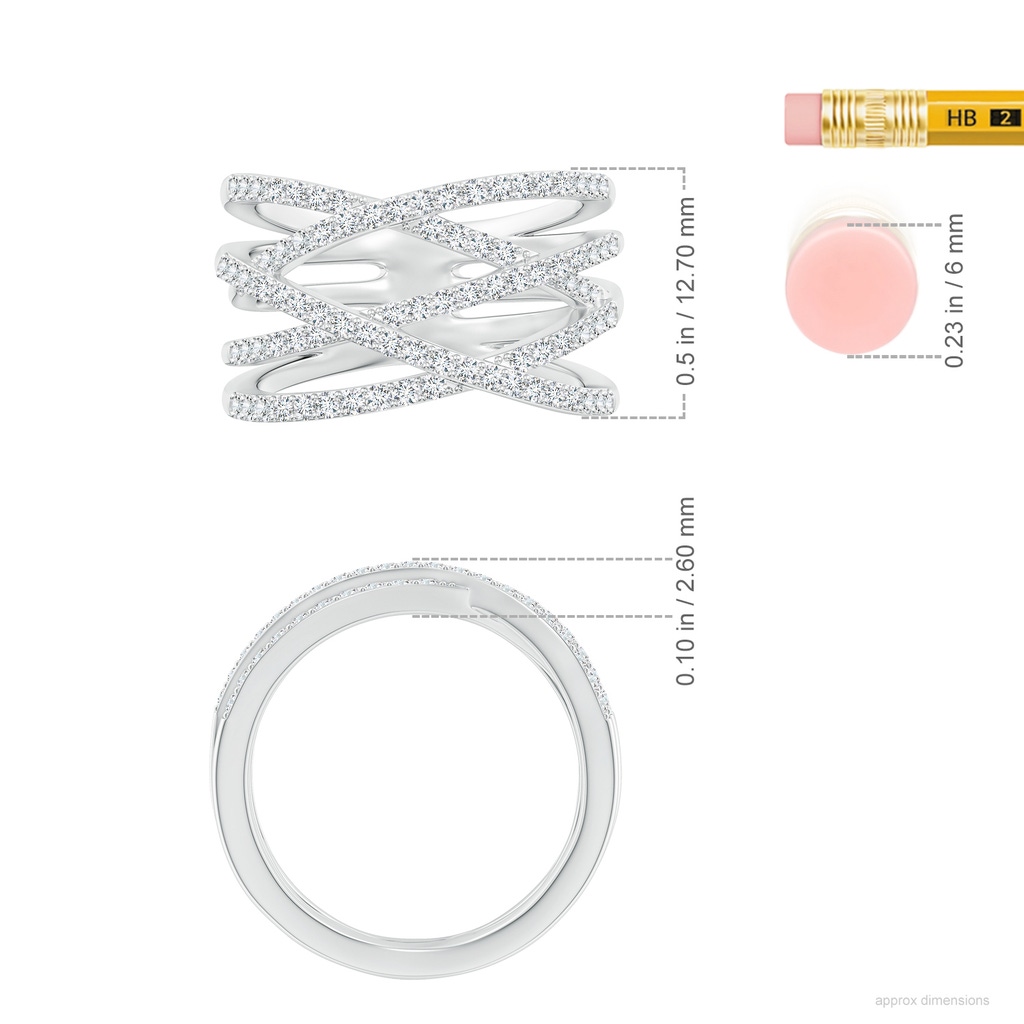 1.2mm GVS2 Entwined Diamond Wrap Ring in White Gold ruler