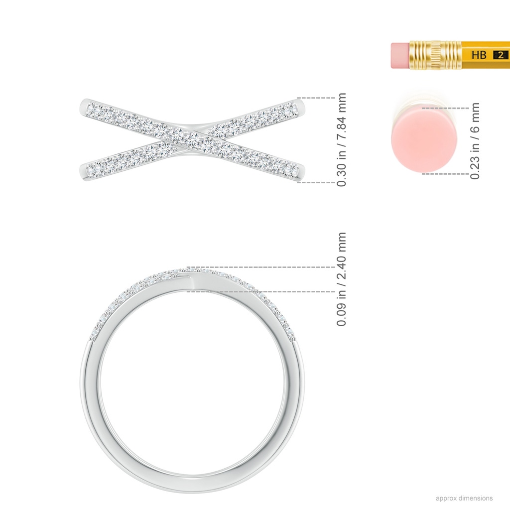 1.35mm GVS2 Prong-Set Diamond Criss Cross Ring in White Gold Ruler