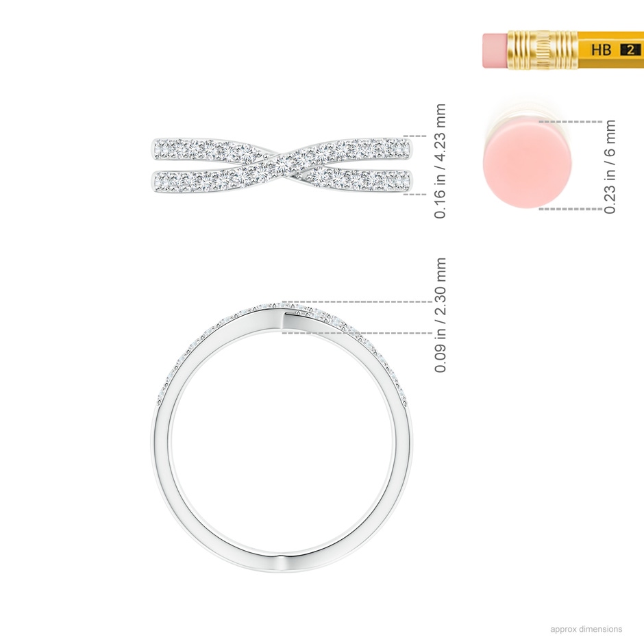 1.3mm GVS2 Diamond Crossover Wedding Band in P950 Platinum ruler