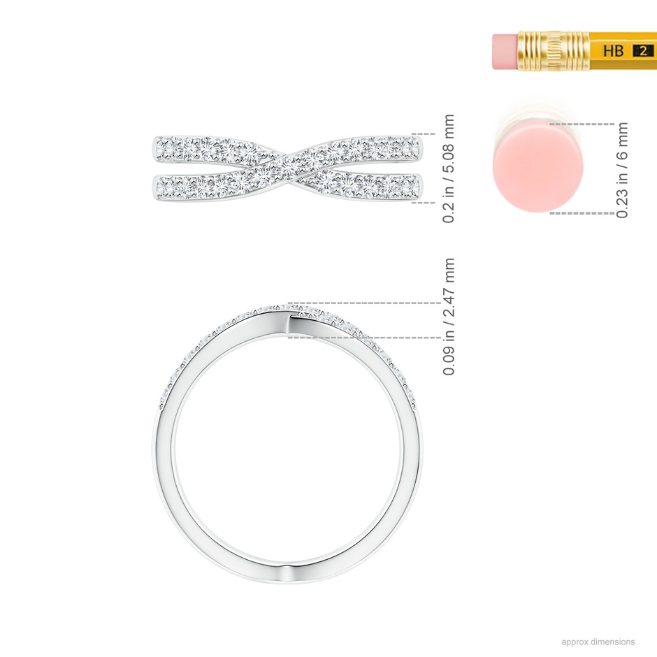 1.6mm GVS2 Diamond Crossover Wedding Band in P950 Platinum ruler