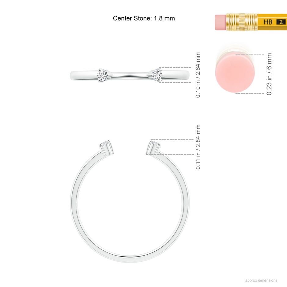 1.8mm HSI2 Two-Stone Diamond Open Ring in White Gold ruler