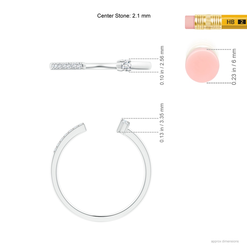 2.1mm GVS2 Diamond Stackable Open Ring in P950 Platinum ruler