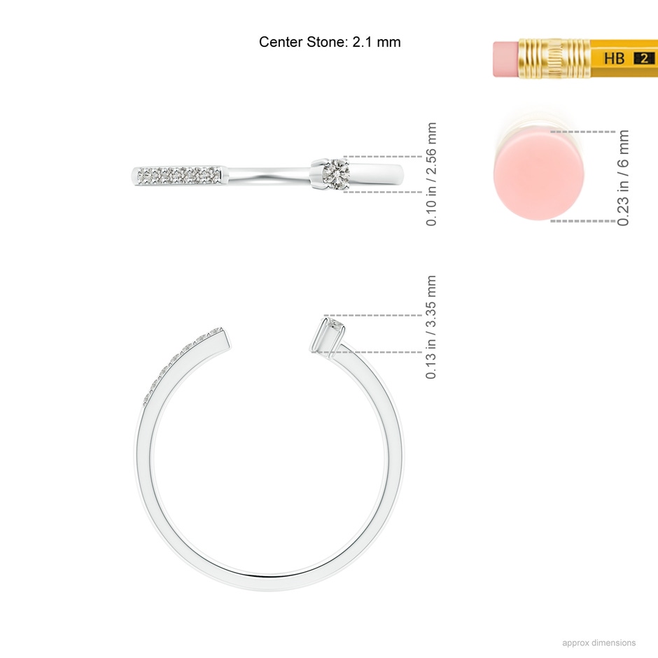 2.1mm KI3 Diamond Stackable Open Ring in P950 Platinum ruler
