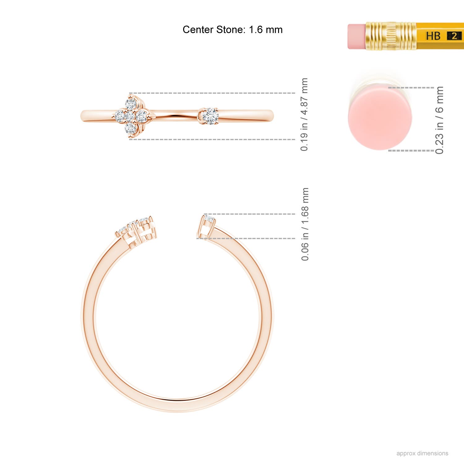 G, VS2 / 0.06 CT / 14 KT Rose Gold