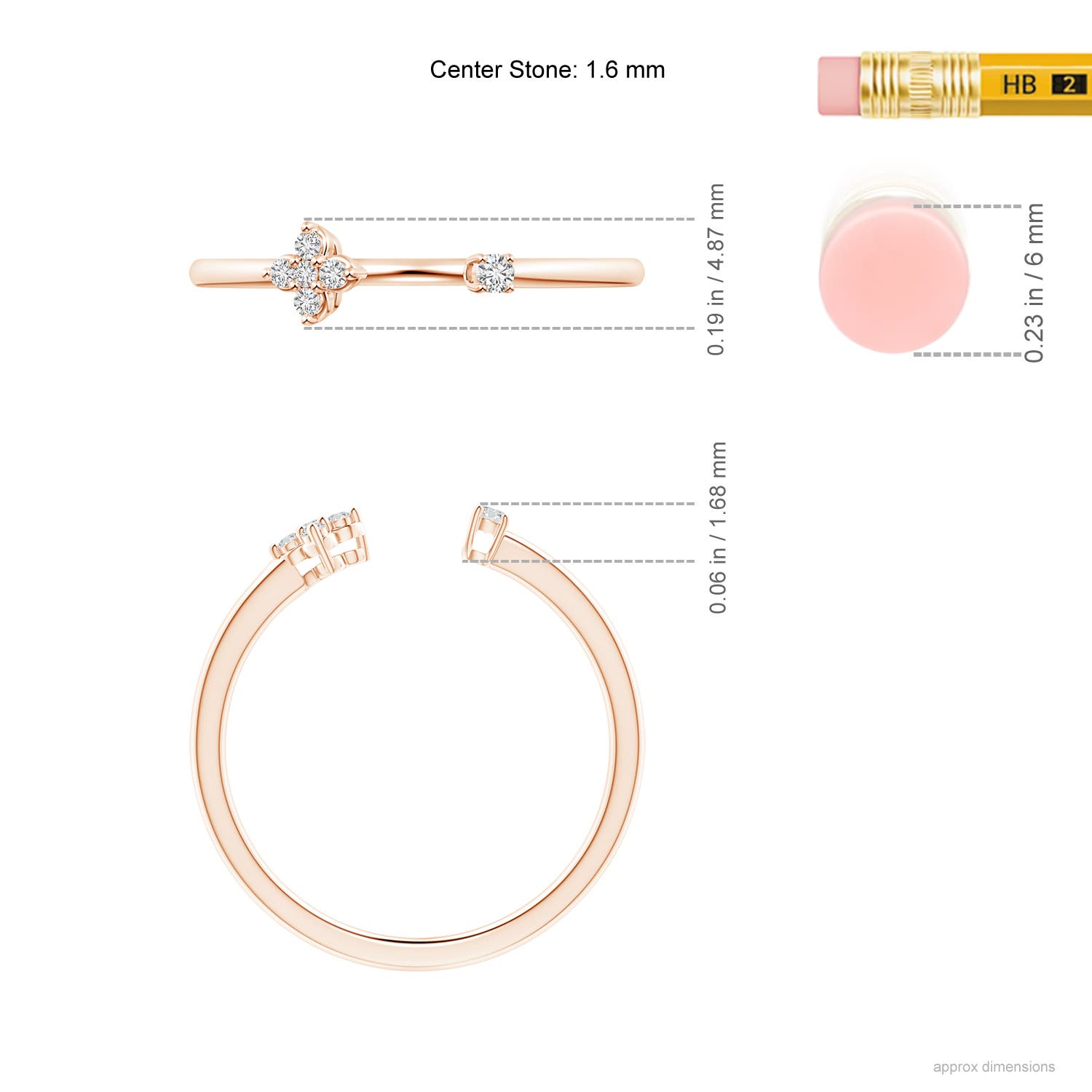 H, SI2 / 0.06 CT / 14 KT Rose Gold