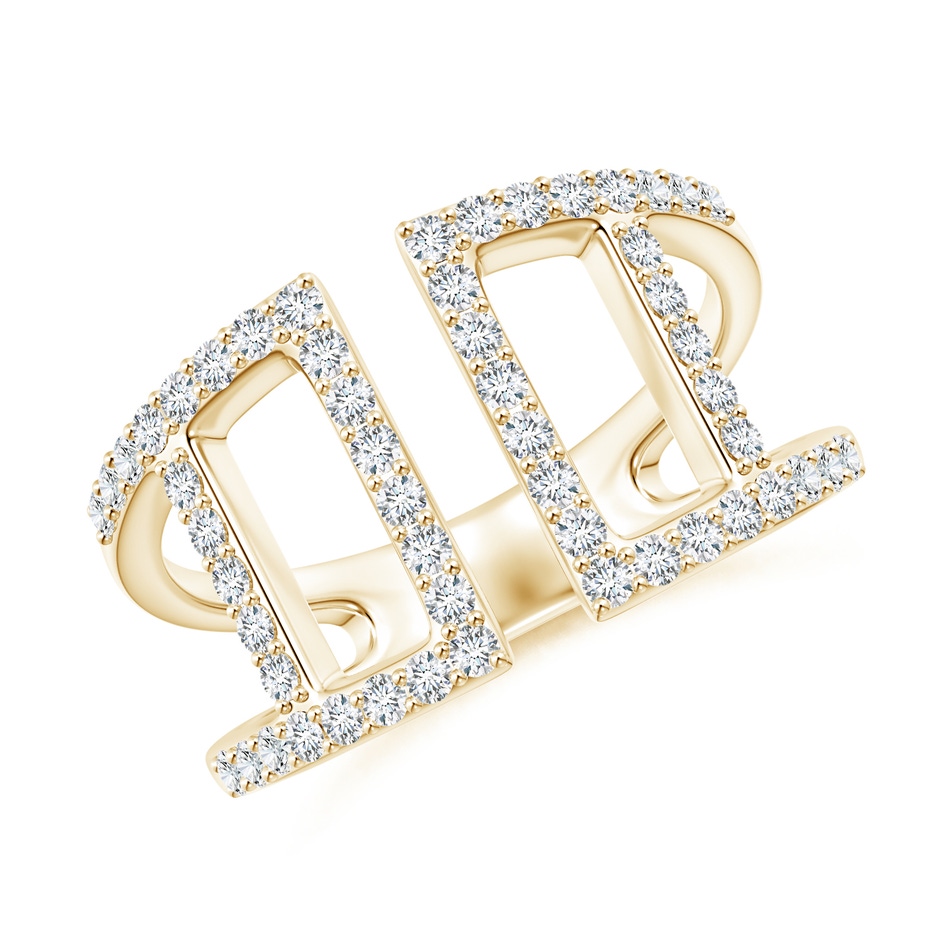 1.3mm GVS2 Prong-Set Diamond Open Cuff Ring in Yellow Gold 