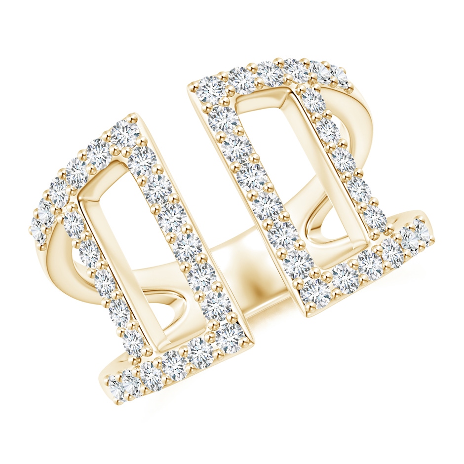 1.7mm GVS2 Prong-Set Diamond Open Cuff Ring in Yellow Gold 